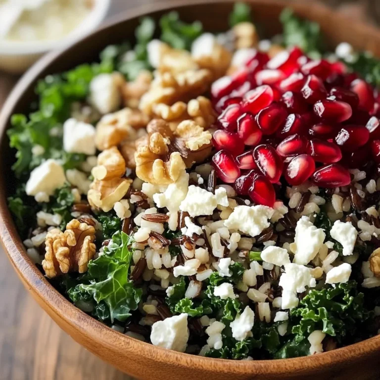 Pomegranate, Kale, and Wild Rice Salad with Walnuts and Feta