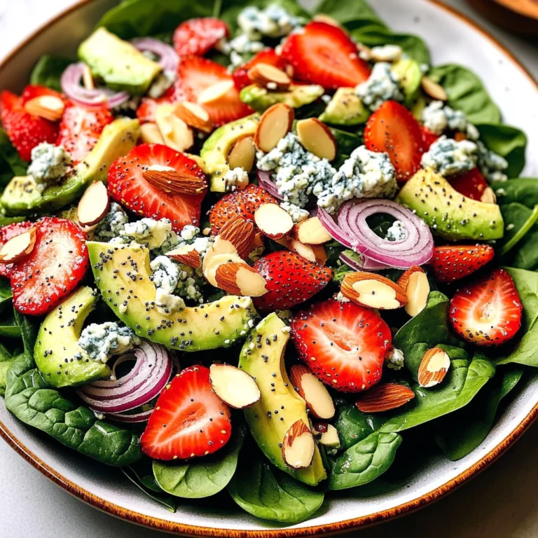 Strawberry Avocado Spinach Salad with Poppyseed Dressing