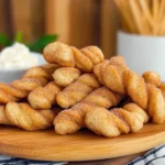 Air Fryer Cinnamon Sugar Twists With Cream Cheese Dip