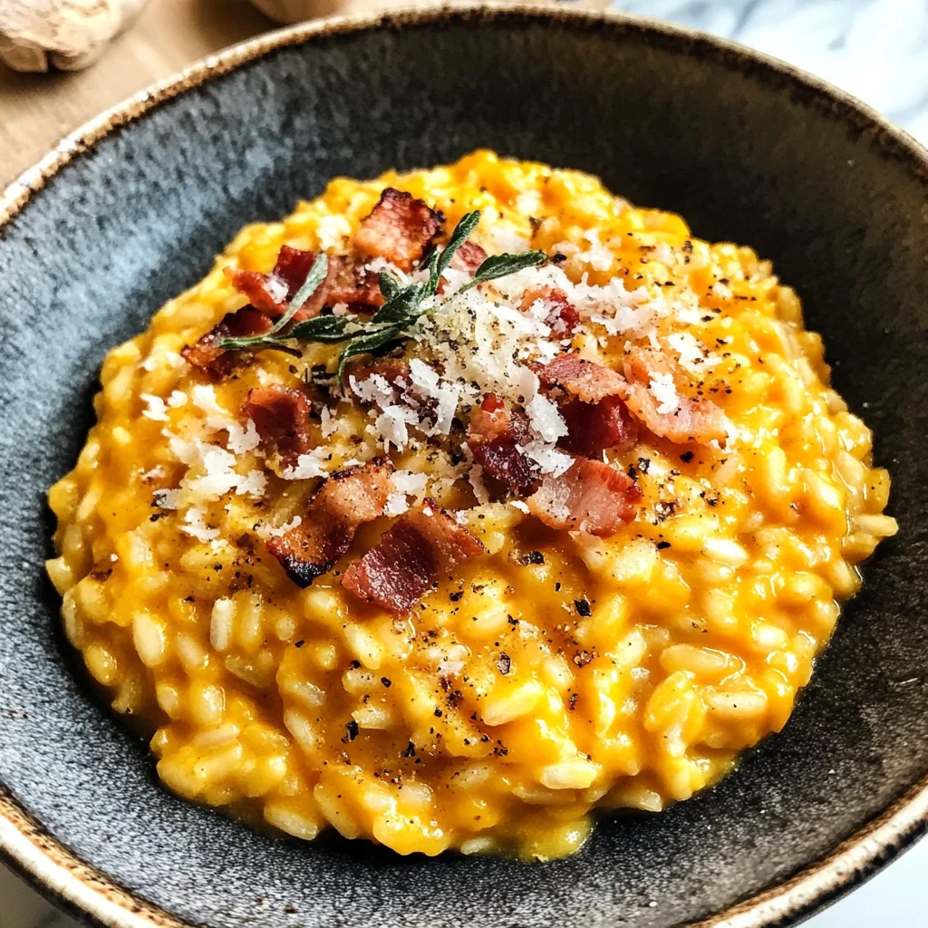 Pumpkin Risotto With Turkey Bacon Parmesan